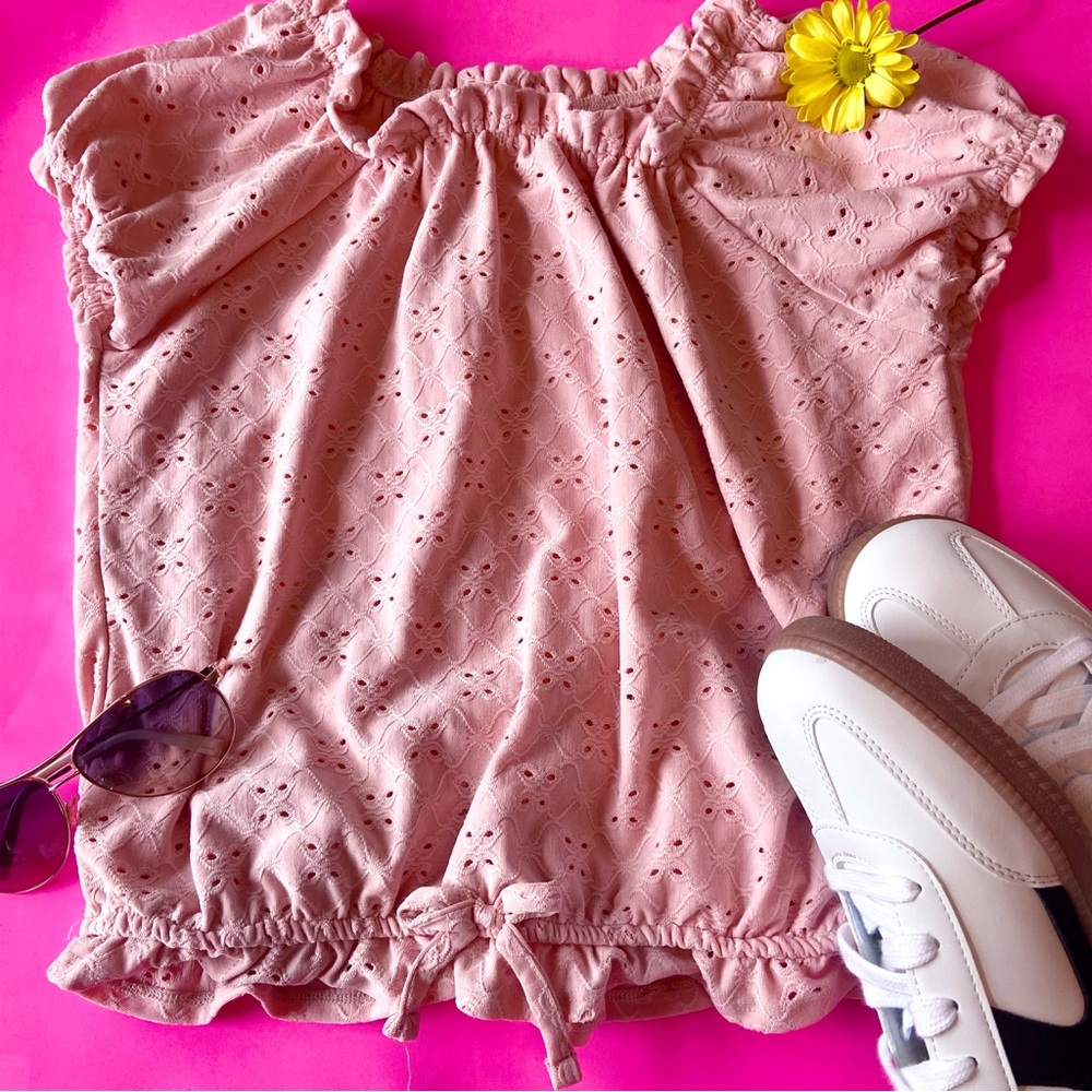 Pink Eyelet Ruffle Top